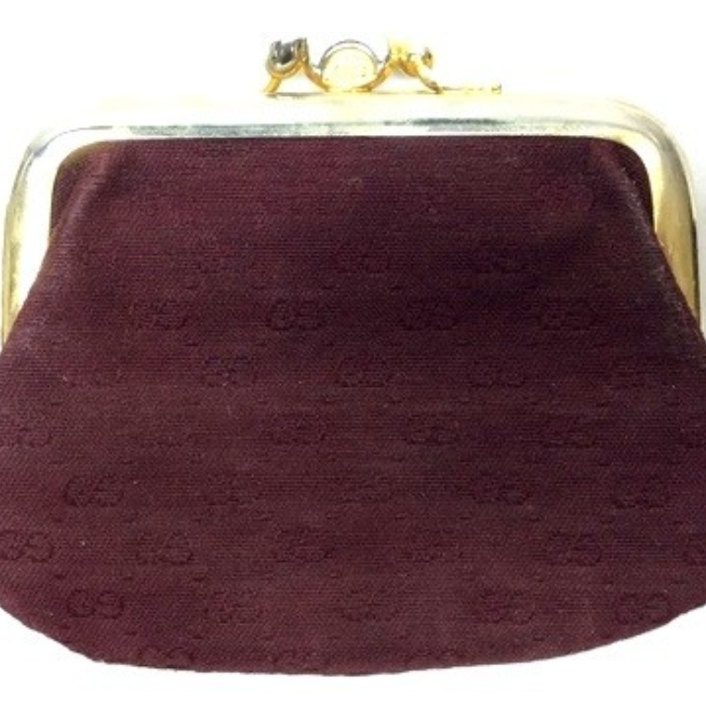 Vintage Gucci Monogram Kiss Lock Coin Purse